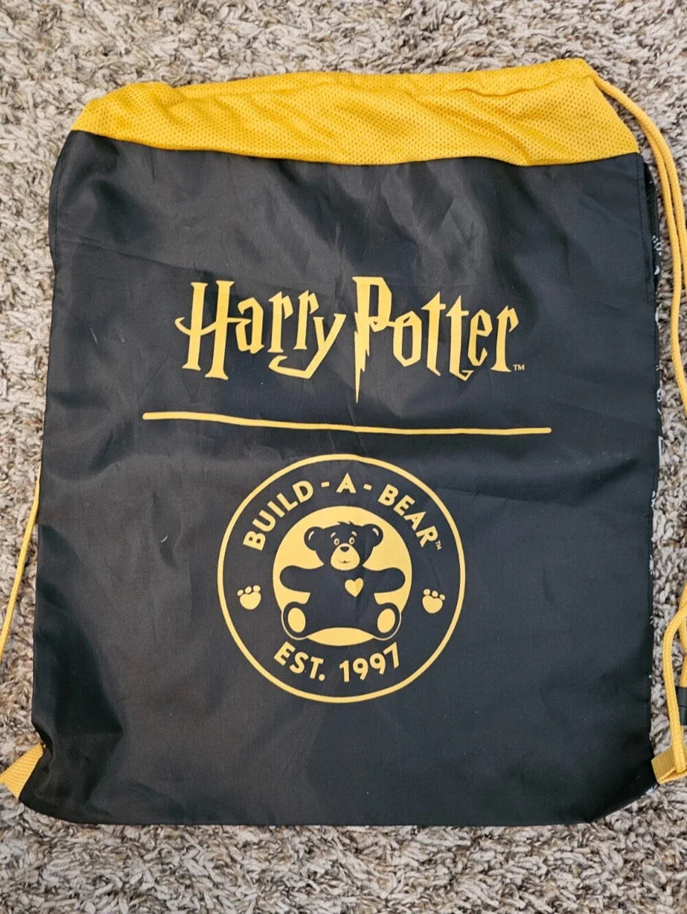 Build-a-Bear Workshop Harry Potter Drawstring Bag Plush Backpack Yellow Black